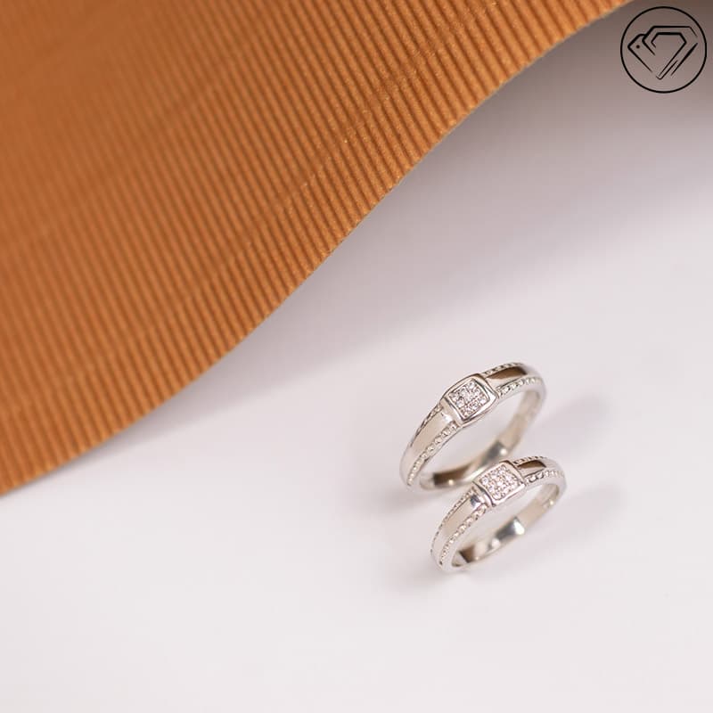 حلقه ست نقره نگین مربع مدل GA-8014 — تصویر ۲
