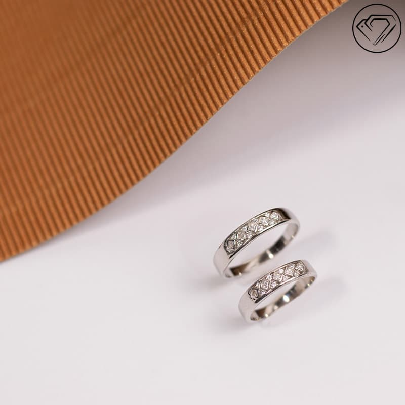 حلقه ست نقره نگین لوزی مدل GA-8015 — تصویر ۲