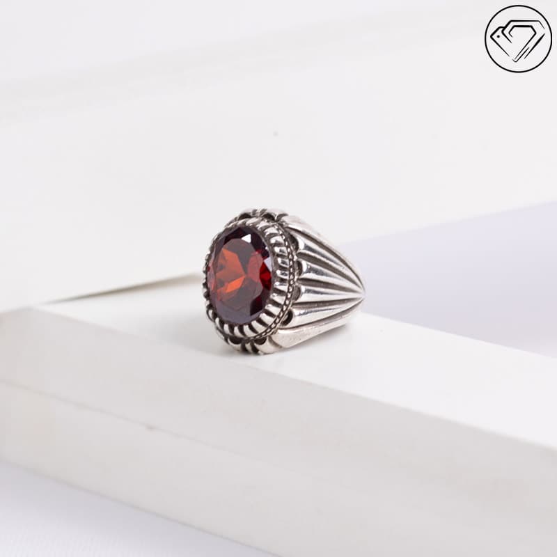 انگشتر گارنت قرمز رنگ مدل GA-1416