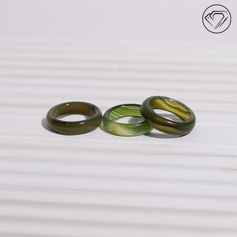 حلقه عقیق سبز رگه دار طبیعی مدل GA-2108