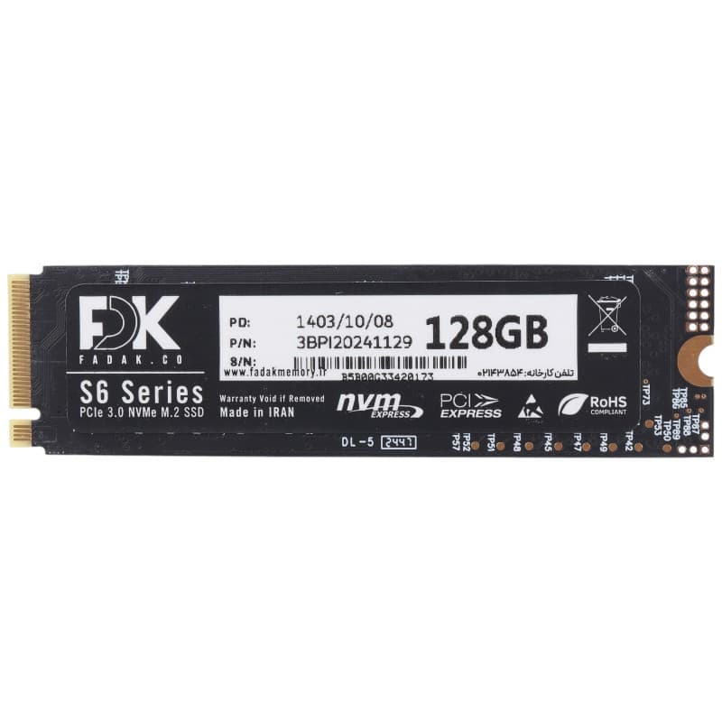حافظه اس اس دی اینترنال فدک مدل FDK S6 M.2 2280 NVMe ظرفیت 128 گیگابایت