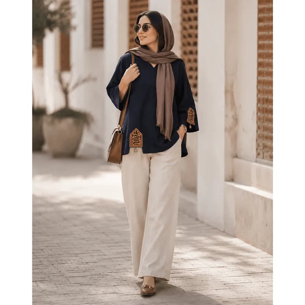 شومیز لینن زنانه طرح هیچ کد 23451 — تصویر ۸