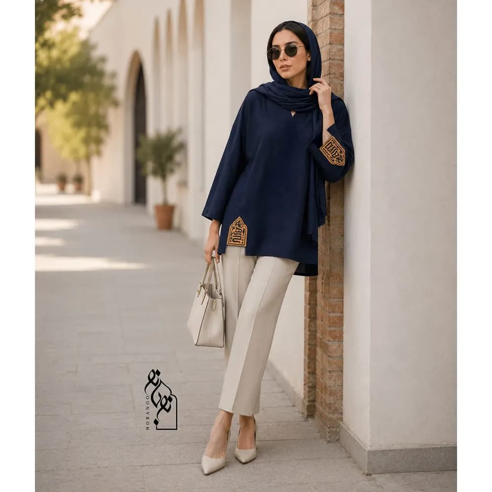 شومیز لینن زنانه طرح هیچ کد 23451 — تصویر ۴