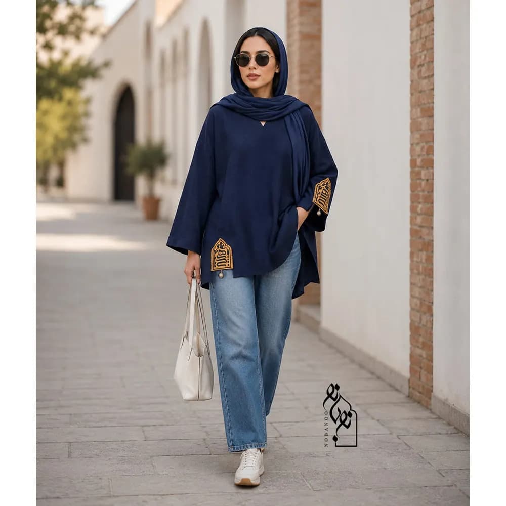 شومیز لینن زنانه طرح هیچ کد 23451 — تصویر ۵