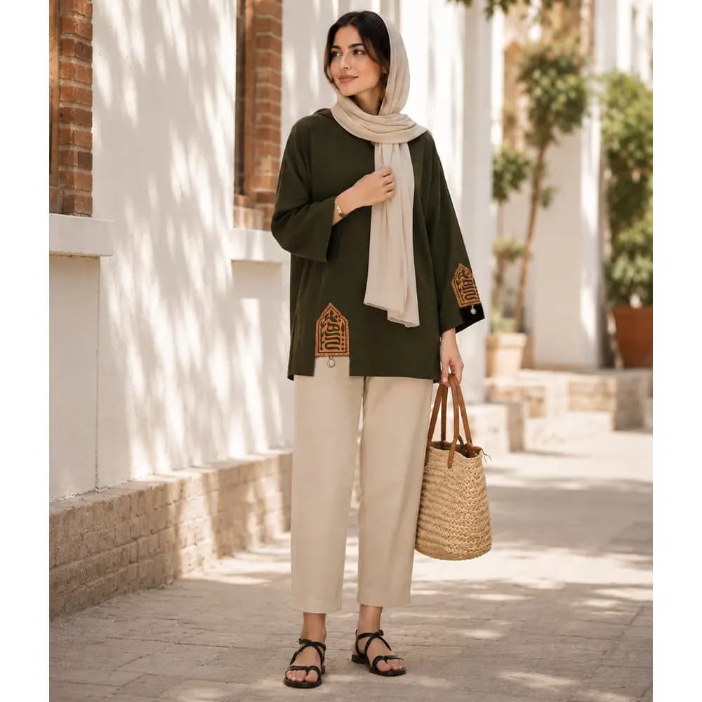 شومیز لینن زنانه طرح هیچ کد 23451 — تصویر ۷