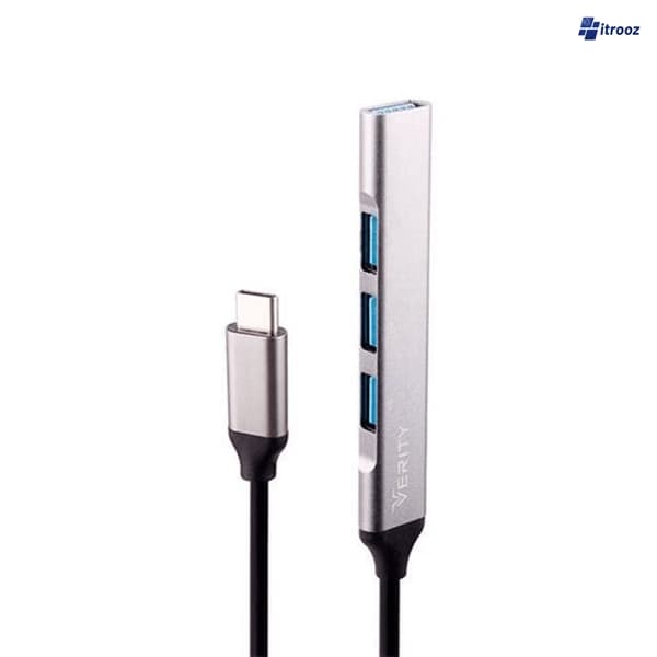 هاب 4 پورت وریتی usb c به usb3 مدل verity h410t — تصویر ۲
