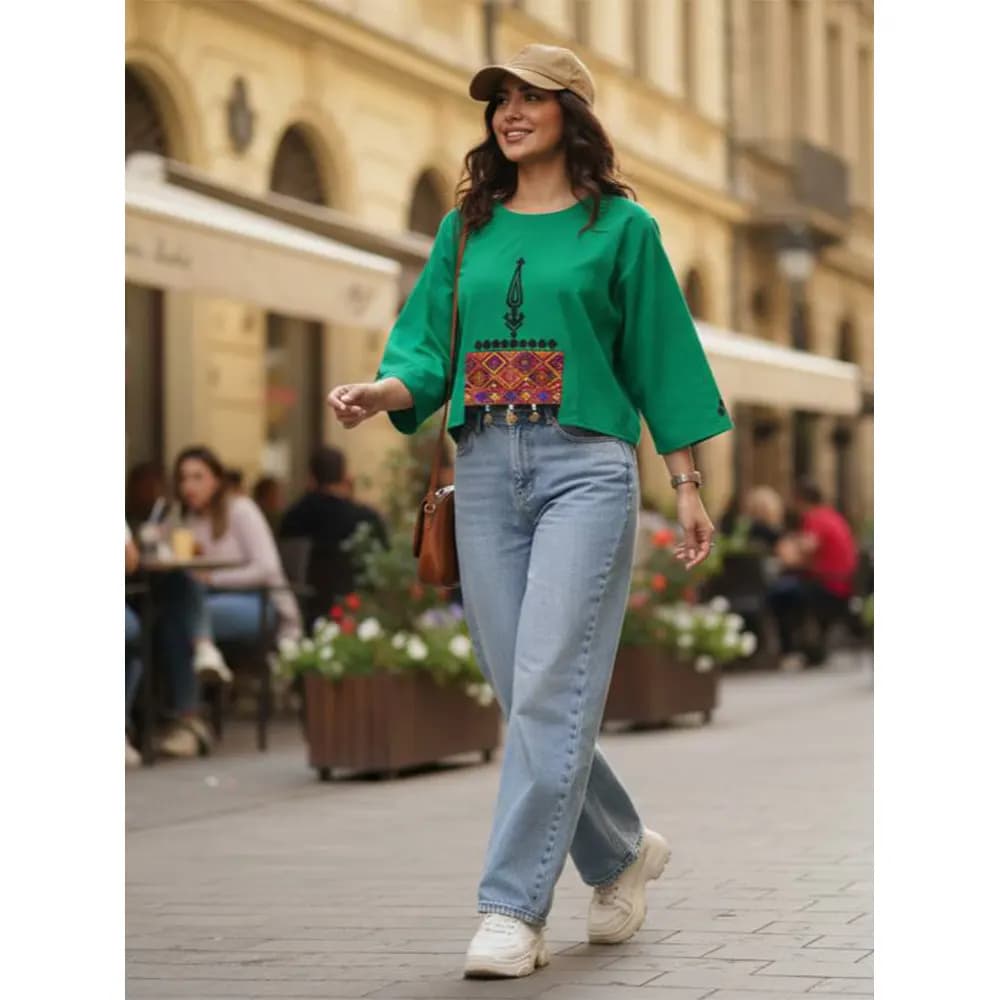 کراپ شومیز لینن زنانه سنتی کد 23448 — تصویر ۸