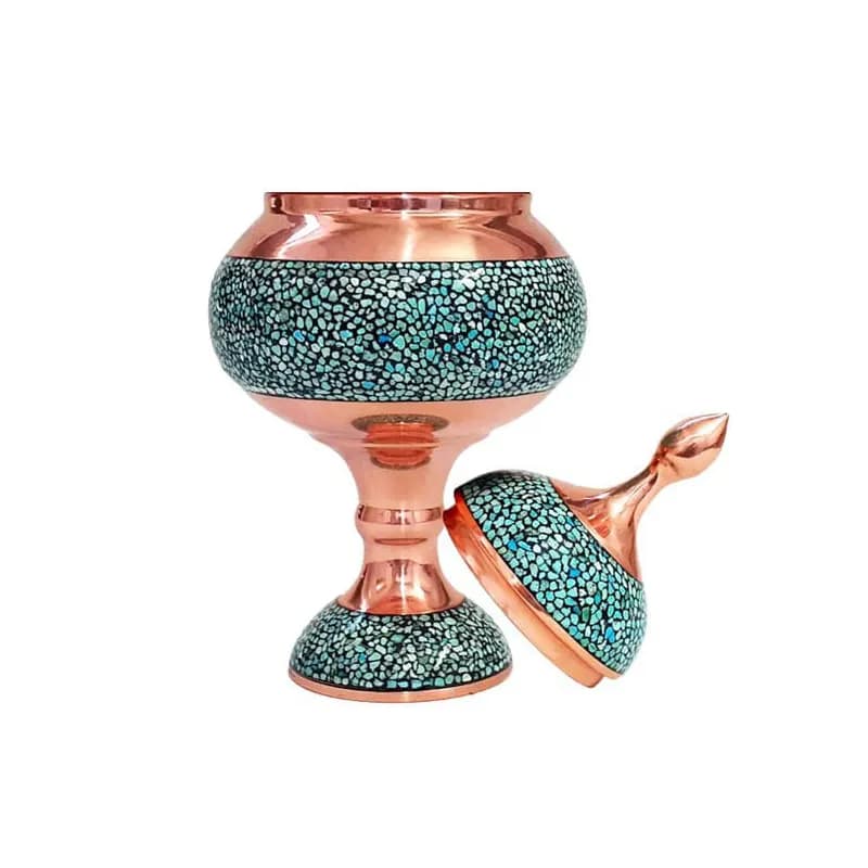 ست 3 تکه شکلات خوری و گلدان فیروزه کوبی کد 413 — تصویر ۱۲