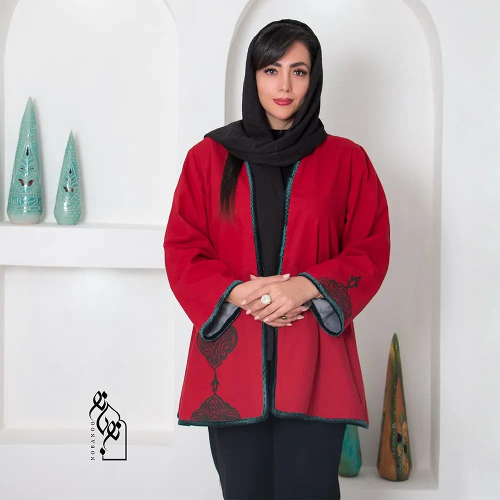 مانتو لینن زنانه طرح گلشن کد 23412 — تصویر ۹