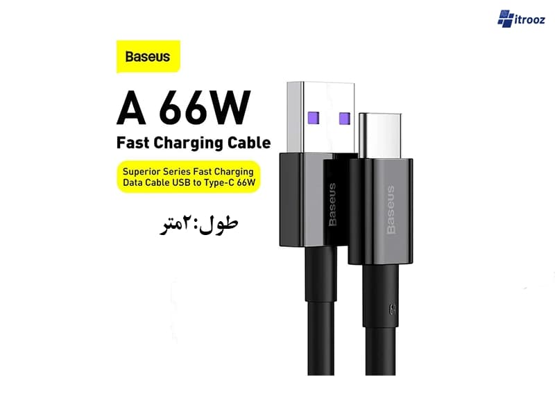 کابل شارژ تایپ سی 66وات بیسوس مدل baseus CATYS-A01 دو متری
