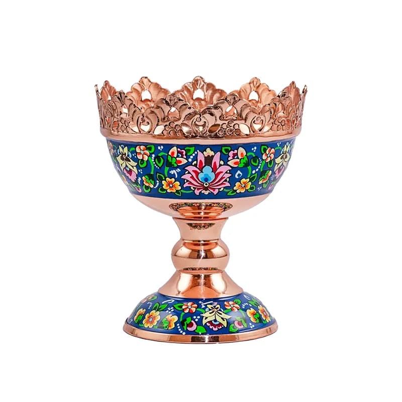 آجیل خوری پایه دار مس و پرداز کد 376 — تصویر ۵