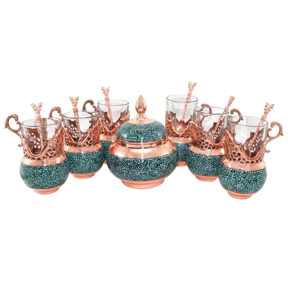 سرویس چای خوری فیروزه کوبی 6 نفره کد 306 — تصویر ۱۱