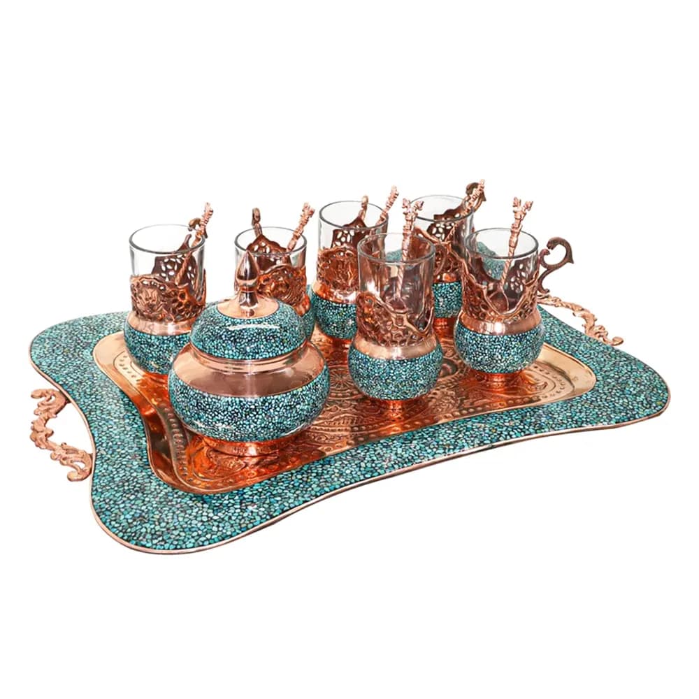 سرویس چای خوری فیروزه کوبی 6 نفره کد 306 — تصویر ۲