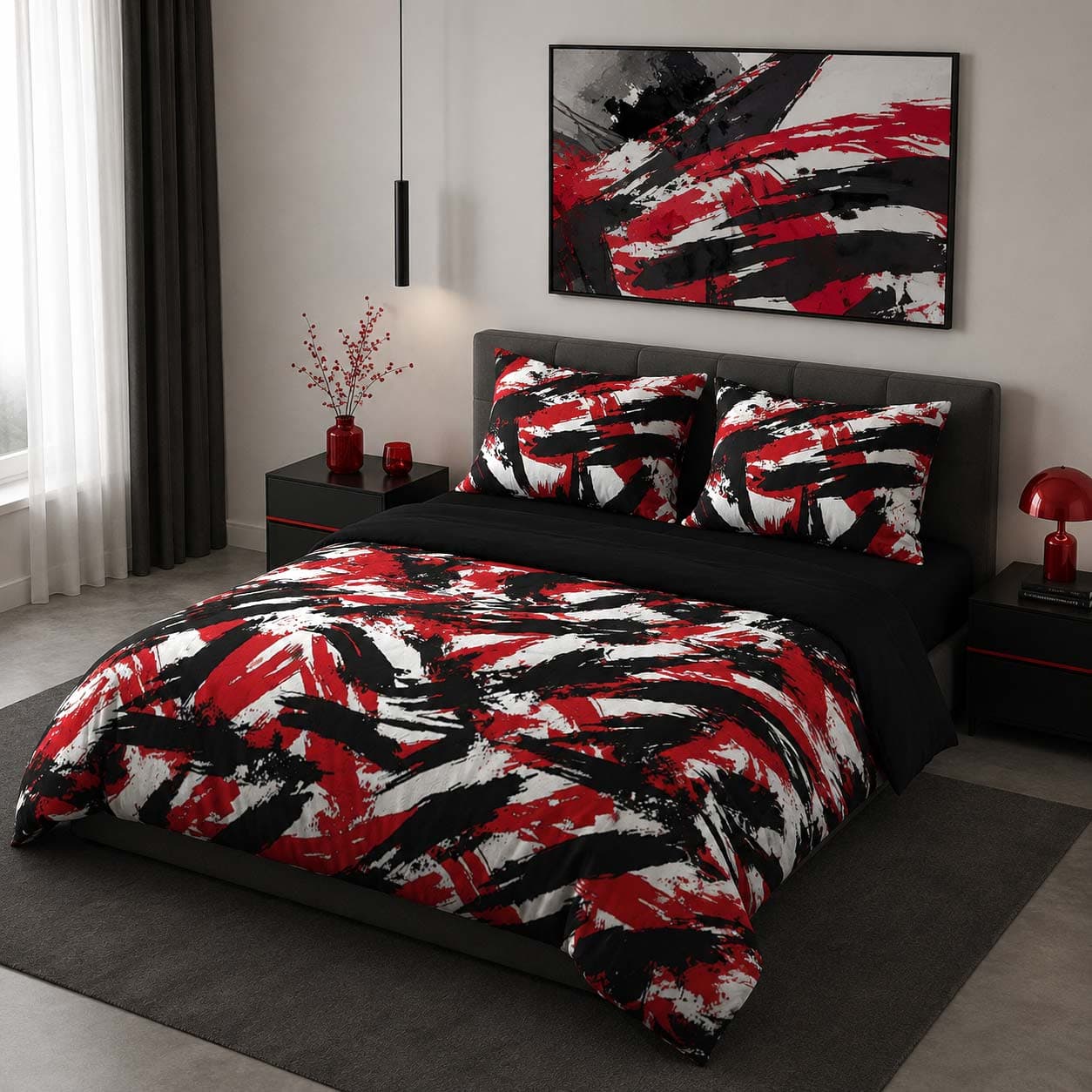 ست لحاف کاوری دونفره سمینا قرمز King size — تصویر ۲