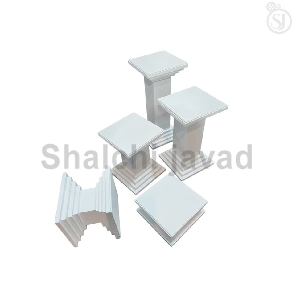 ست ۵ عددی پایه دکوری ویترین طلا و نقره (ابعاد ۵ تا ۲۵ سانت)