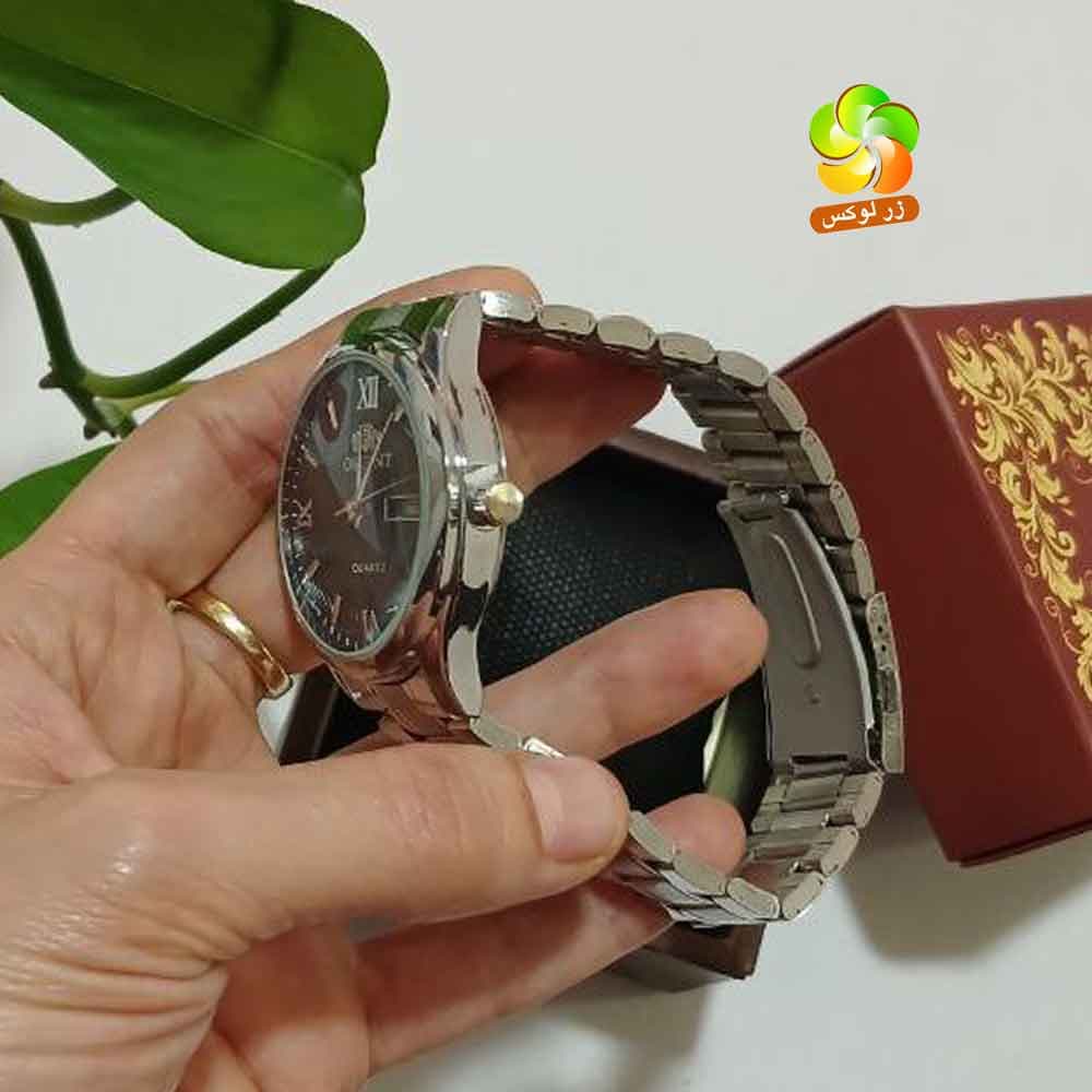 ساعت مردانه برند اورینت بند فلزی نقره ای — تصویر ۶