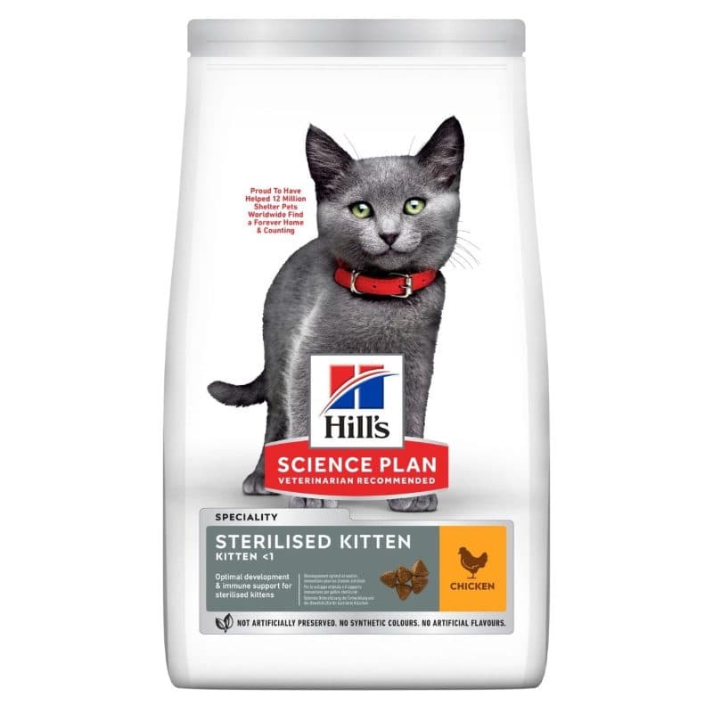 غذای خشک بچه گربه عقیم شده هیلز مدل Kitten Sterilised با طعم مرغ وزن 1.5 کیلوگرم