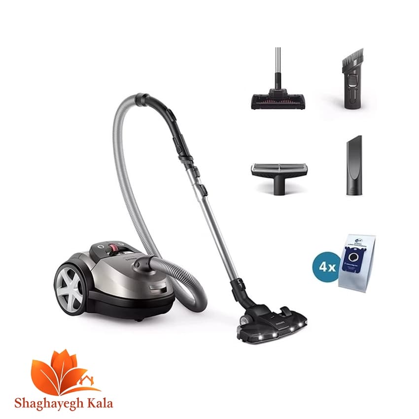 جاروبرقی 2200 وات فیلیپس مدل XD8052 | جاروبرقی کیسه‌دار با فیلتر HEPA 13 و برس‌های تخصصی