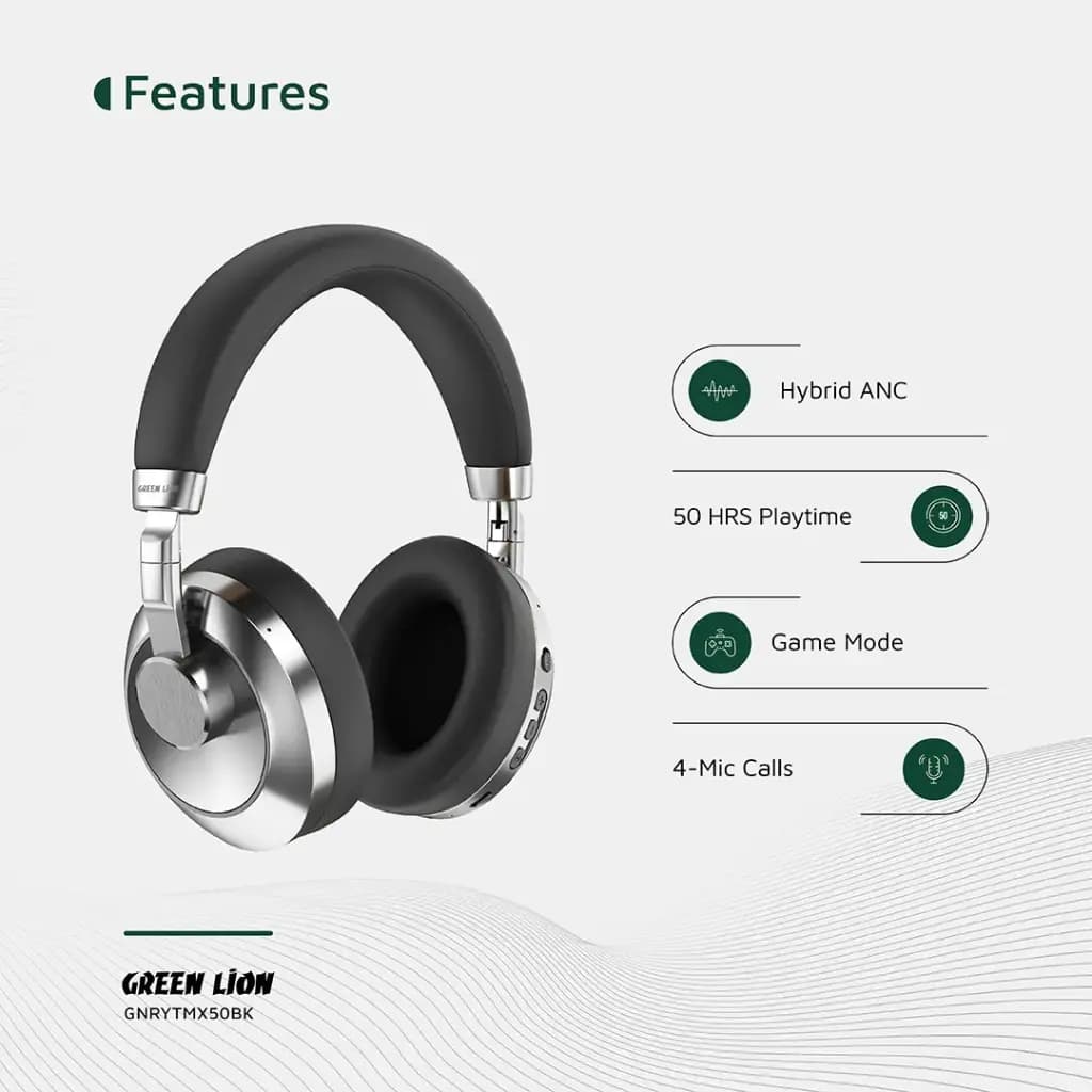 هدفون گرین لاین مدل Green Lion Rhythm X50 ANC Wireless headphone — تصویر ۱۲