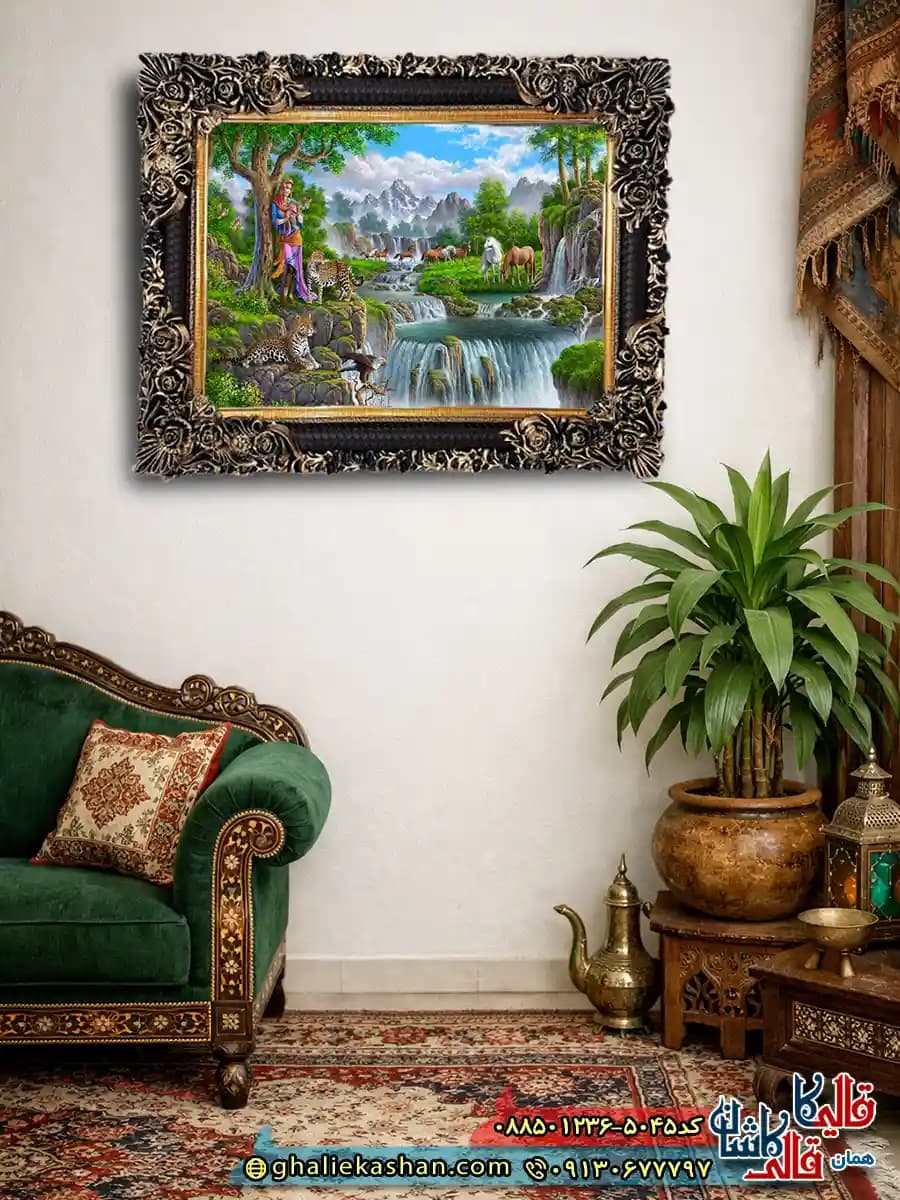 تابلو فرش منظره ماشینی طرح جنگل 5045