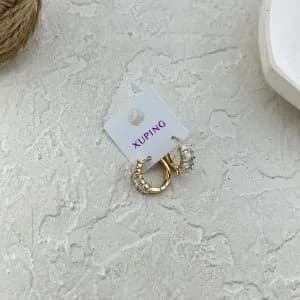 گوشواره زنانه ژوپینگ مدل نگین جواهری کد E6252 — تصویر ۵