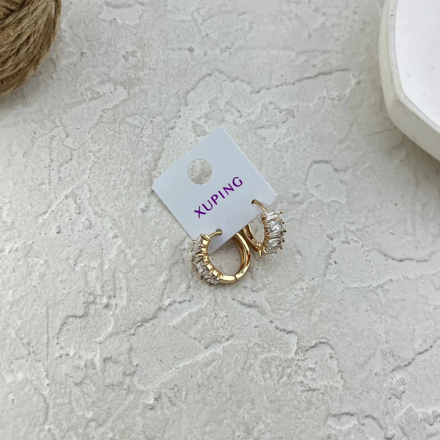 گوشواره زنانه ژوپینگ مدل نگین جواهری کد E6252 — تصویر ۶