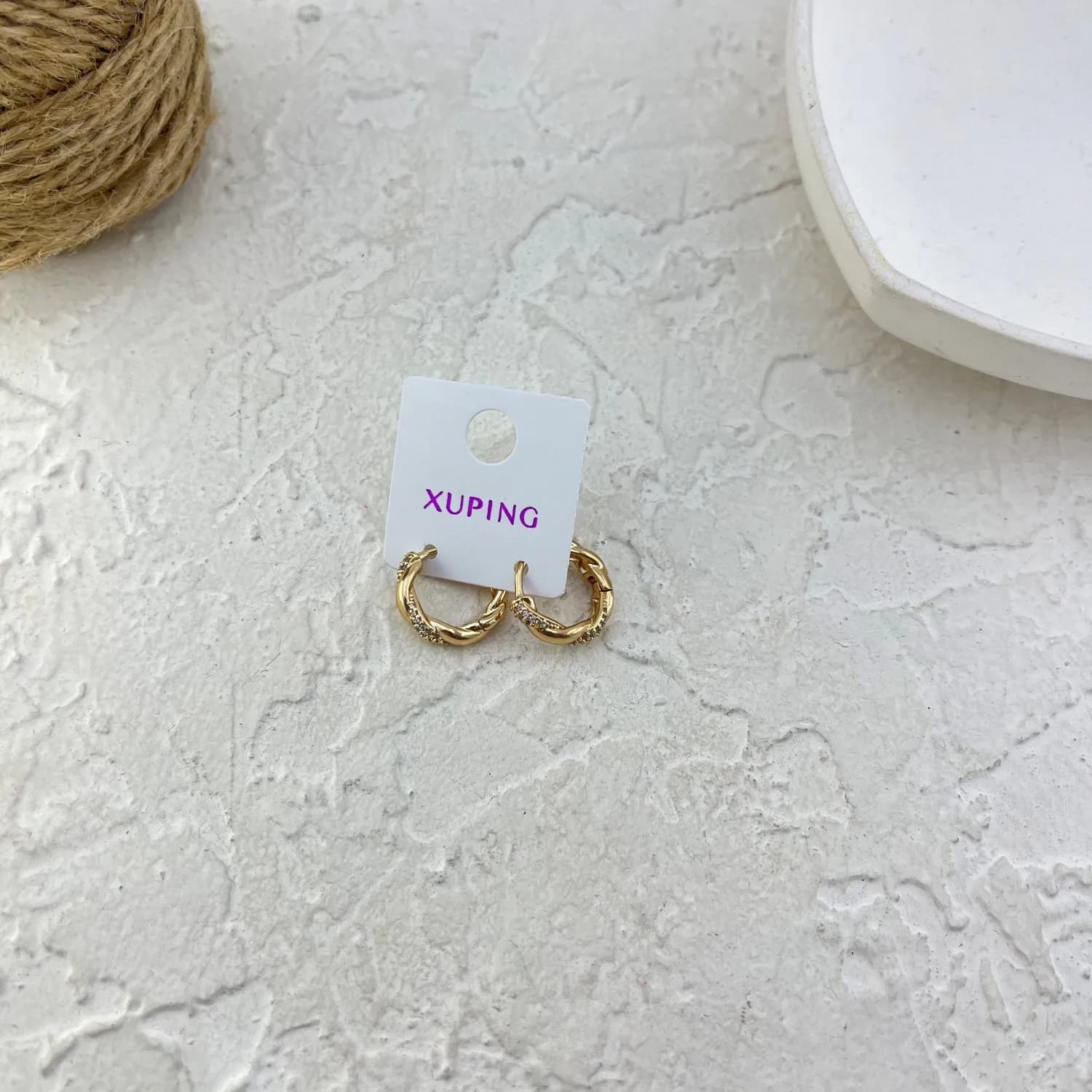 گوشواره زنانه ژوپینگ مدل نگین جواهری کد E6247 — تصویر ۸