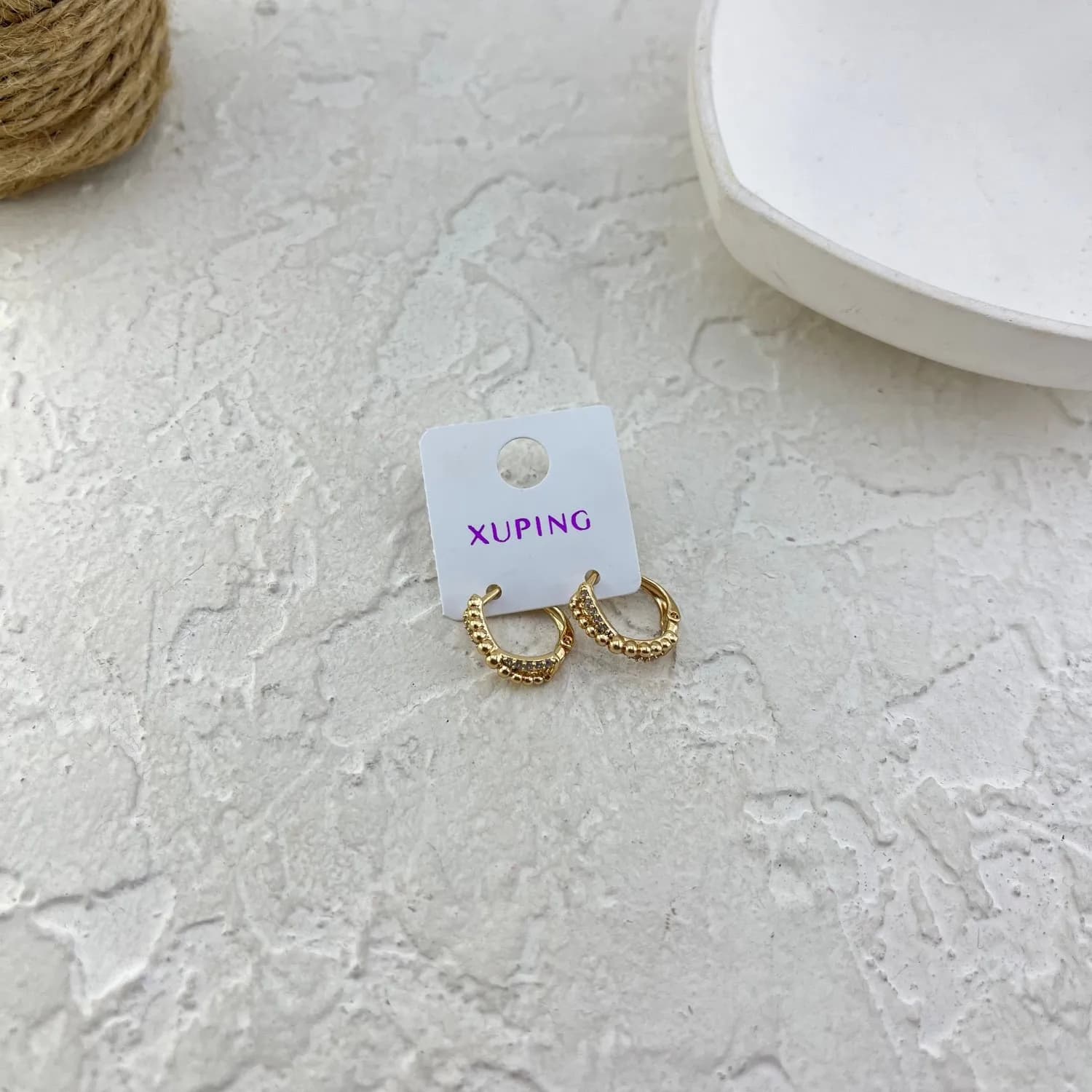 گوشواره زنانه ژوپینگ مدل نگین جواهری کد E6244 — تصویر ۹
