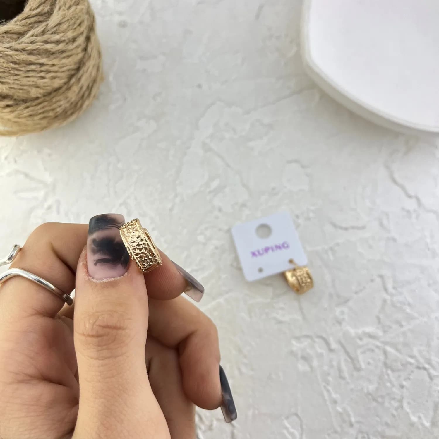 گوشواره زنانه ژوپینگ مدل حلقه ای اینه ای کد E6238 — تصویر ۹