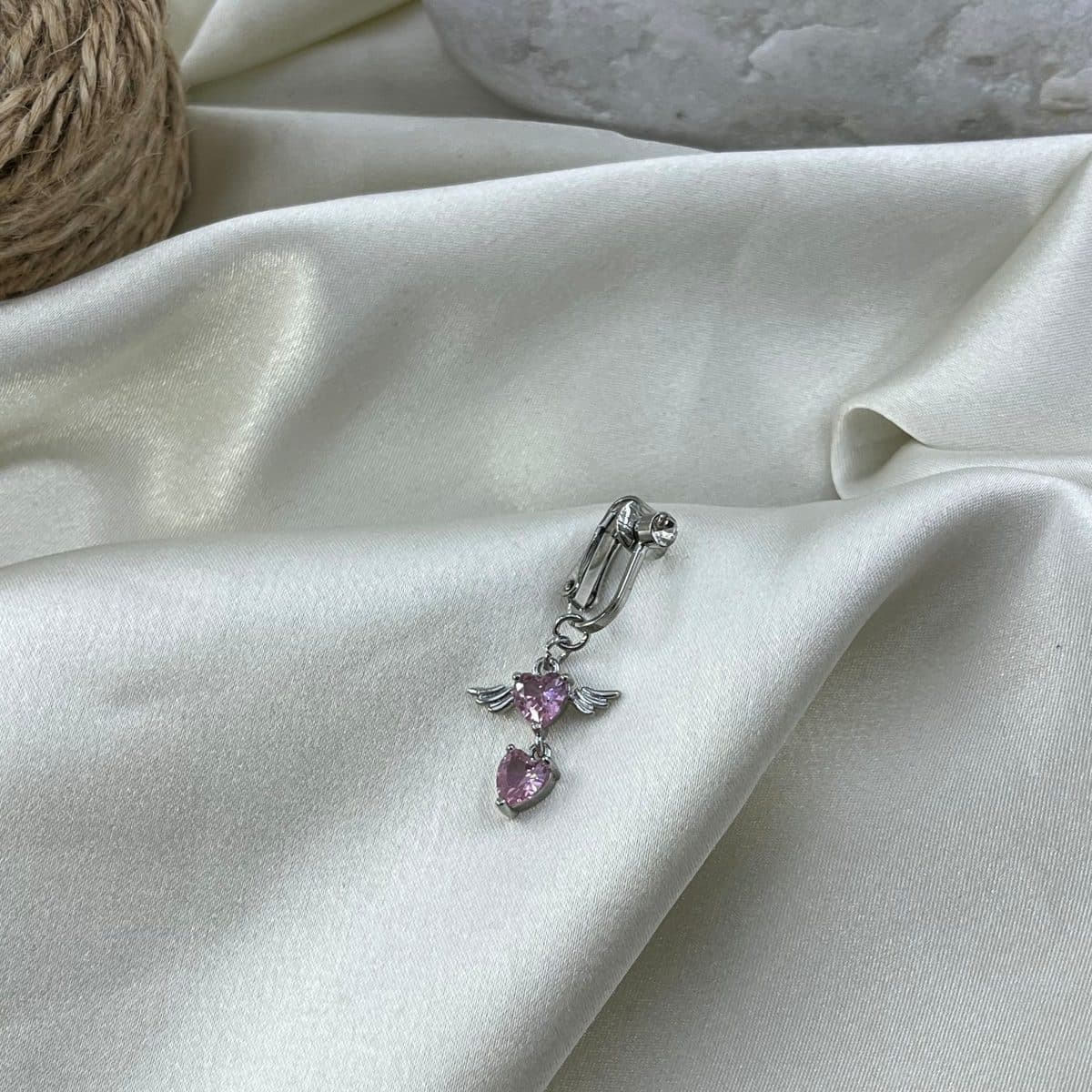 پیرسینگ ناف فیک زنانه مدل قلب کد P4905 — تصویر ۳