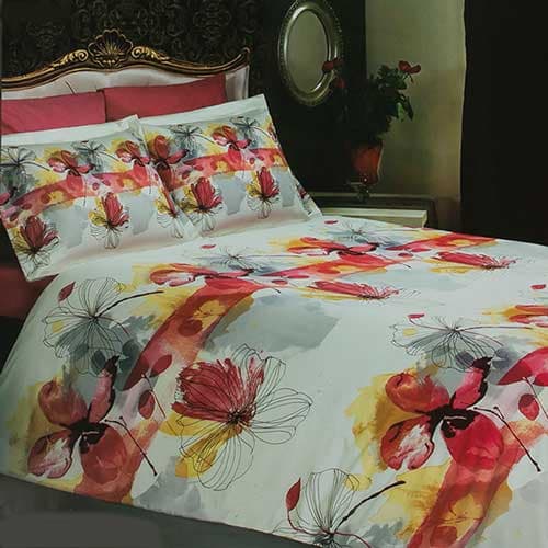 ست کاور لحاف دونفره 4 تکه ساتن طرح وایت رز160*200