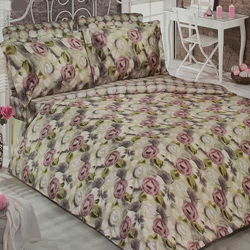 ست کاور لحاف دونفره 4 تکه ساتن طرح جوانا160*200