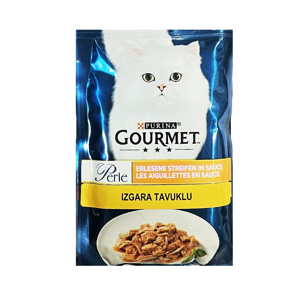 پوچ گربه گورمت Gourmet با طعم مرغ در سس وزن ۸۵ گرم