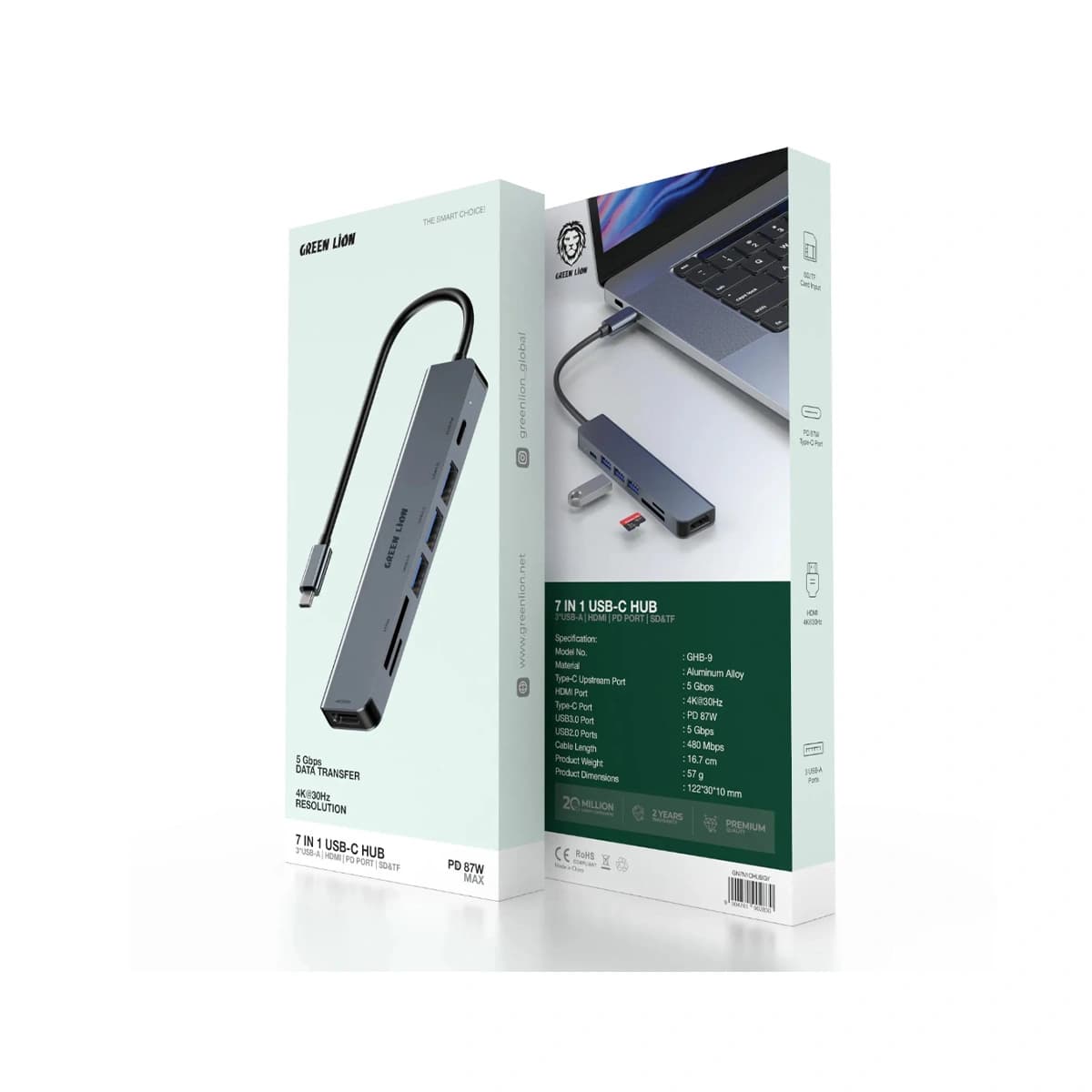 هاب تایپ سی 7 کاره گرین لاین USB-C