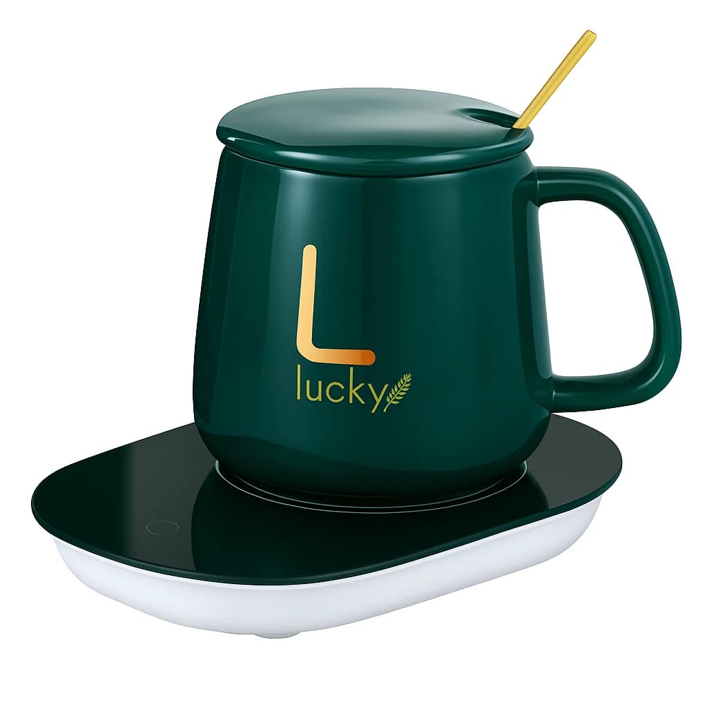 ماگ سرامیکی درب‌دار با گرم‌کن برقی مدل Lucky