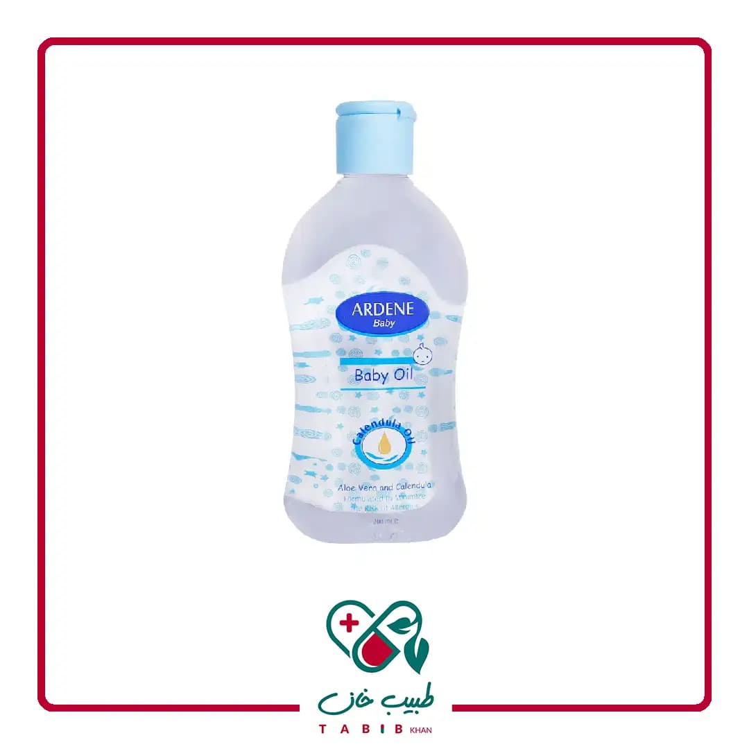 روغن بچه حاوی ژل آلوئه ورا و روغن کالاندولا آردن 200 میلی لیتر/Arden Baby Oil with Aloe Vera and Calendula 200 ml