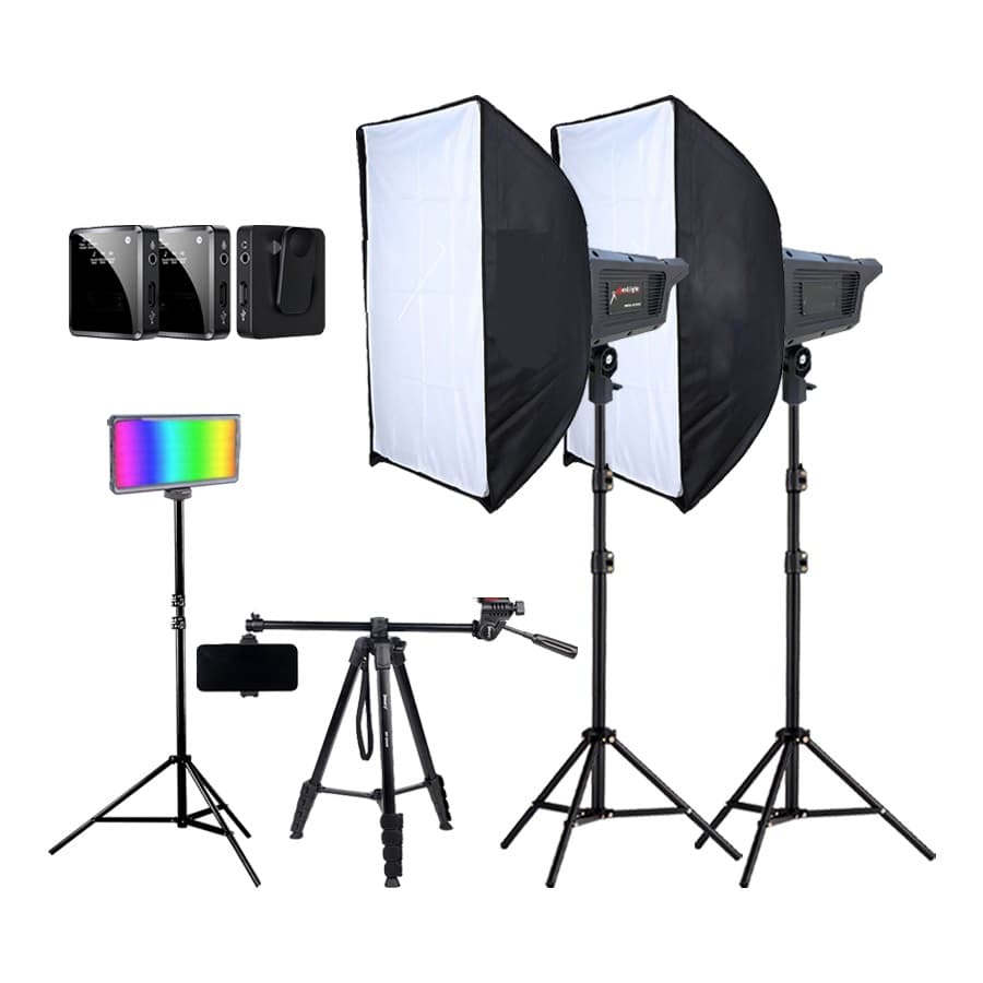 کیت ویدیو لایت BKM-400 با میکروفون و نور رنگی B-kit28