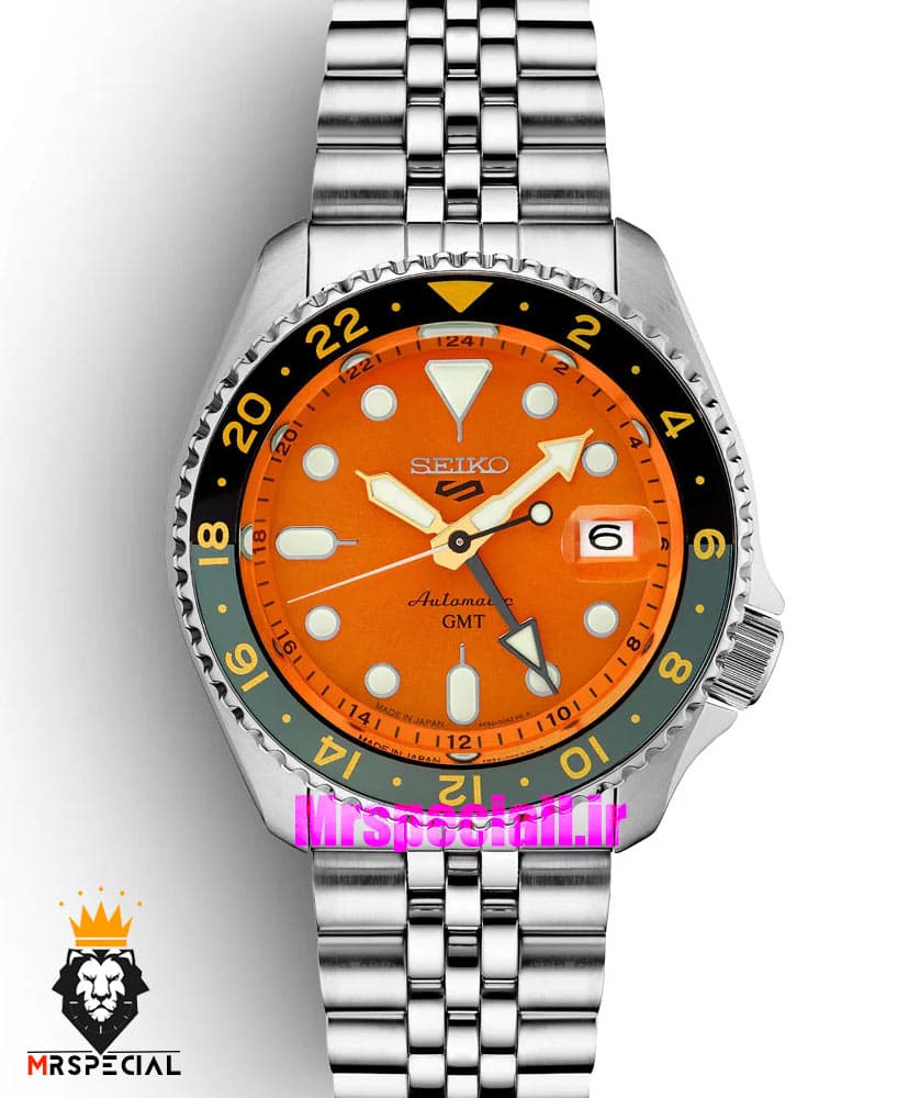 ساعت مردانه سیکو 5 جی ام تی اتوماتیک صفحه نارنجی 021649 SEIKO 5 GMT — تصویر ۱۰