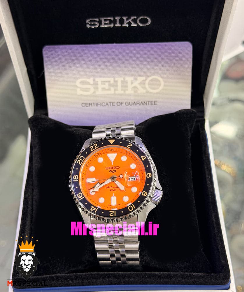 ساعت مردانه سیکو 5 جی ام تی اتوماتیک صفحه نارنجی 021649 SEIKO 5 GMT — تصویر ۹