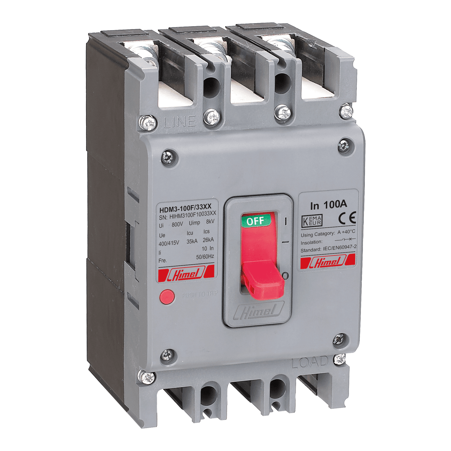 کلید کمپکت غیر قابل تنظیم 80 آمپر هیمل HDM3100S8033XX