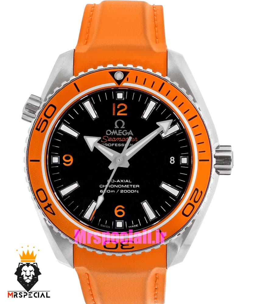 ساعت امگا مردانه سیمستر اتوماتیک رابر نارنجی صفحه مشکی OMEGA SEAMASTER Planet Ocean 016625 — تصویر ۲