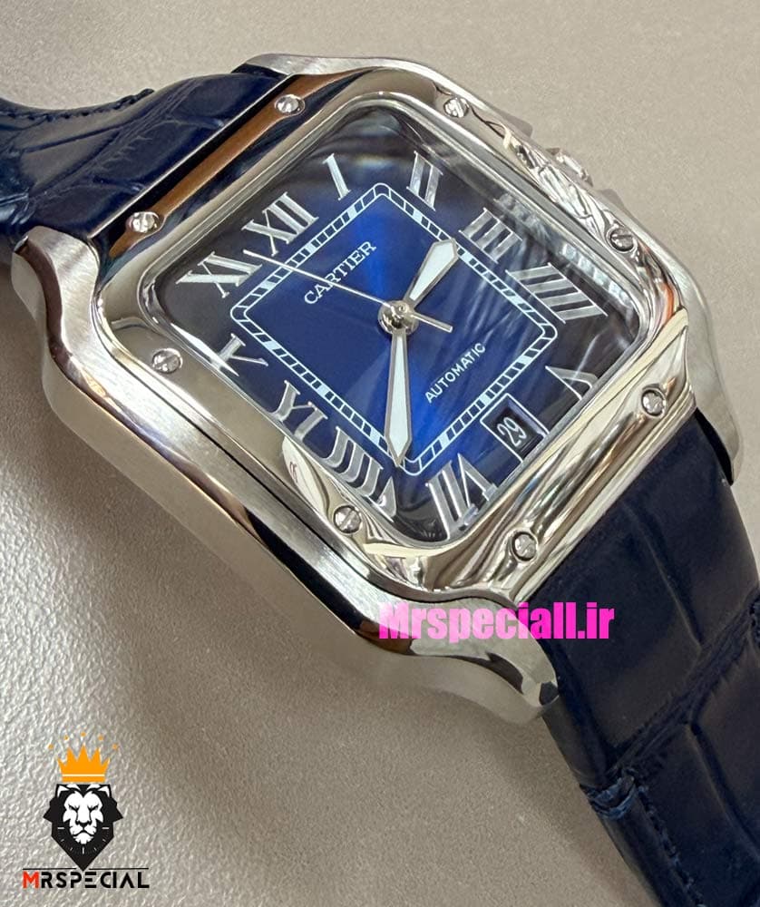 ساعت کارتیه مردانه دسانتوس اتوماتیک چرم ابی صفحه ابی 021575 Cartier Santos de — تصویر ۱۰