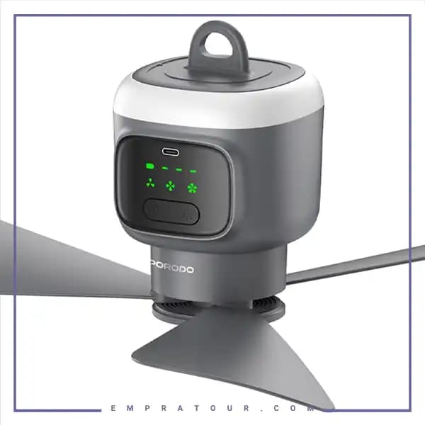 پنکه شارژی سقفی و چراغ پرودو PDRSF12KGY — تصویر ۳
