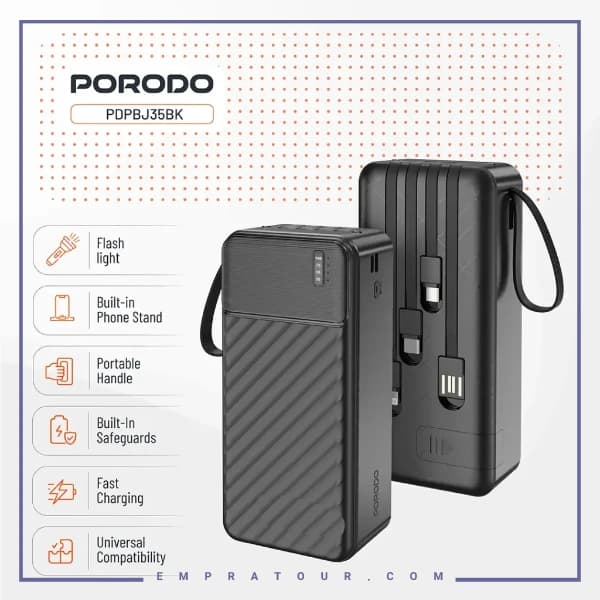 پاوربانک 30000 با کابل متصل پرودو PDPBJ35BK — تصویر ۴