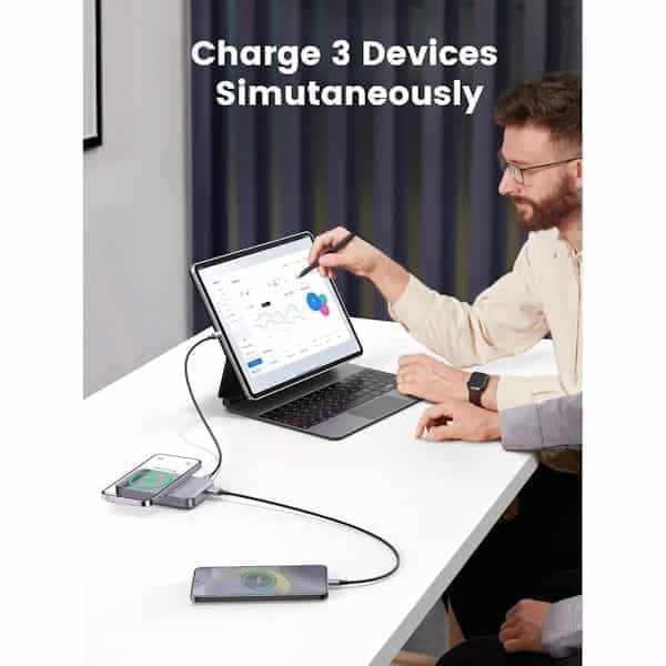 پاور بانک بی سیم مغناطیسی و باسیم 20 وات و 10000mAh دو پورت یوگرین مدل PB206 کد 15086 — تصویر ۸