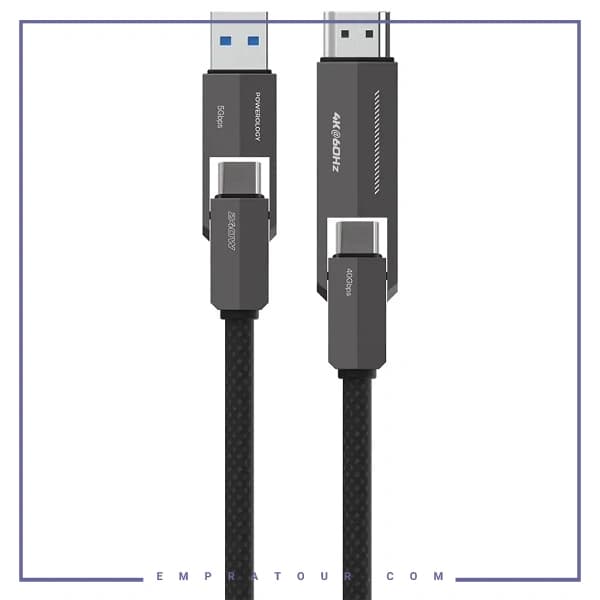 کابل شارژ و انتقال تصویر 4کاره پاورولوژی PCAB034BK — تصویر ۲