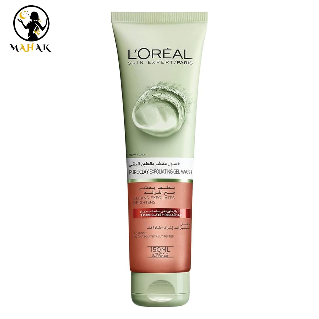 ژل شستشوی خاک رس لورال با جلبک قرمز pure clay exfoliating gel wash