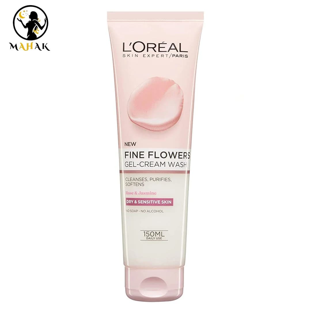 ژل شستشوی فاین فلاورز صورتی لورال Loreal پوست خشک و حساس