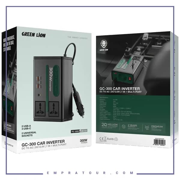 اینورتر خودرو 300 وات گرین لاین GNGC300PINBK — تصویر ۳