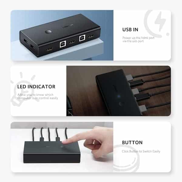 سوئیچ KVM دو پورت HDMI یوگرین مدل CM200 کد 50744 — تصویر ۵